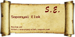 Soponyai Elek névjegykártya